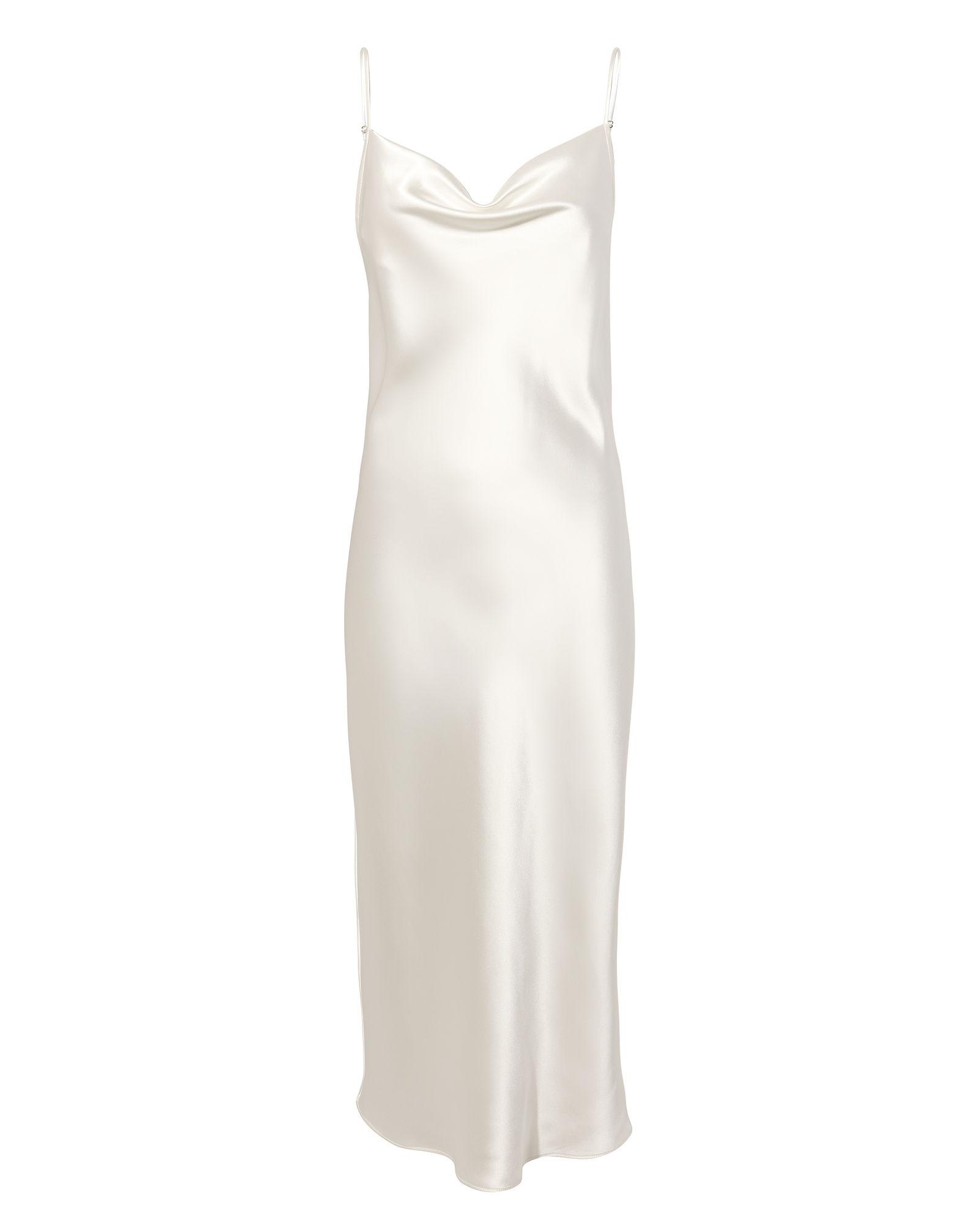 cowl neck slip dress white