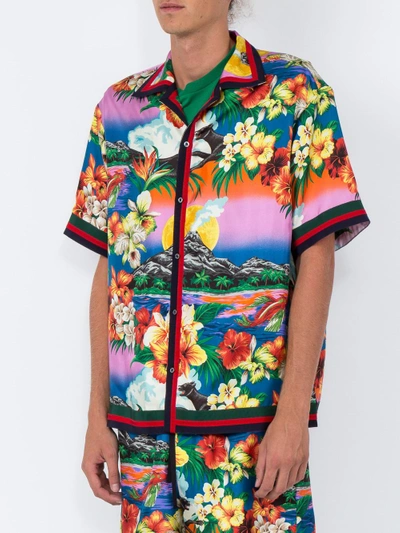 Gucci Tropical-print cotton-blend bowling shirt ($1,180) ❤ liked on  Polyvore featuring men's fashion…