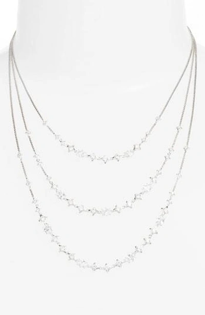 Shop Nadri Boho Layered Necklace In Silver/ Clear