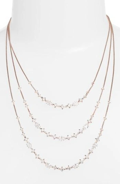 Shop Nadri Boho Layered Necklace In Rose Gold/ Clear