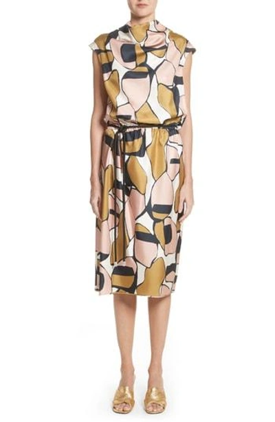 Shop Marc Jacobs Cowl Neck Silk Dress In Pink Multi