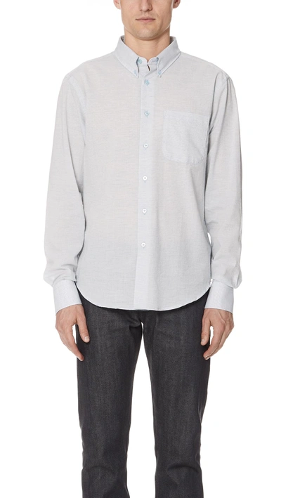 Shop Naked & Famous Striped Summer Button Up Shirt In Blue