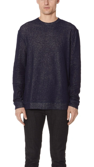 Shop Naked & Famous Slim Double Faced Sweater In Navy