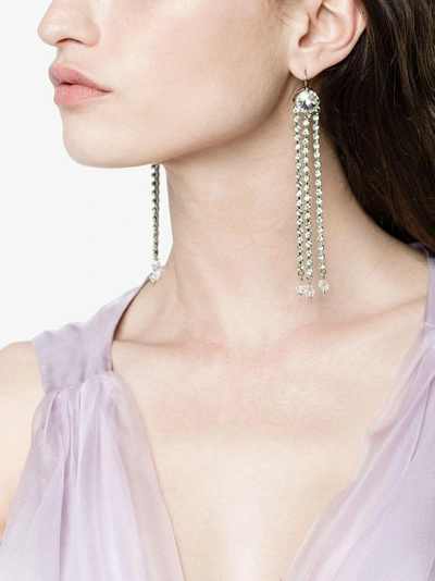 Shop Miu Miu Dangling Crystal Earrings In Metallic