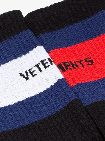 Shop Vetements X Tommy Hilfiger Black Cotton Socks