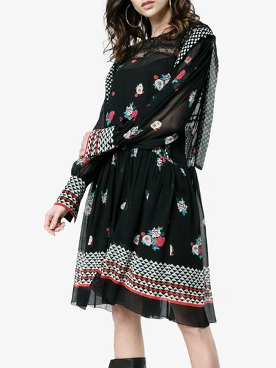 Shop Philosophy Di Lorenzo Serafini Floral Print Drop Waist Dress In Black