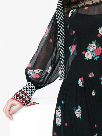 Shop Philosophy Di Lorenzo Serafini Floral Print Drop Waist Dress In Black