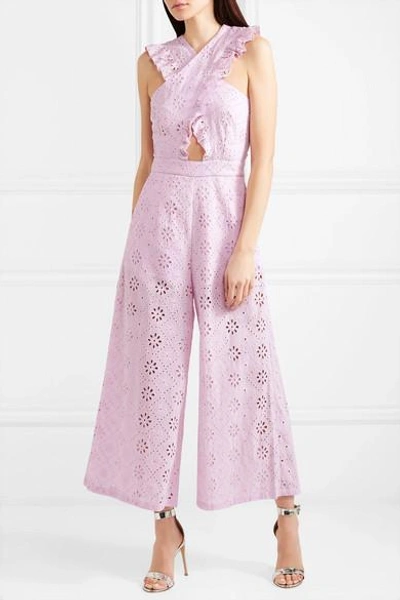 Shop Alice Mccall Limonada Ruffled Broderie Anglaise Cotton Jumpsuit