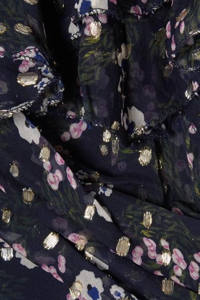 ISABEL MARANT MANDA FLORAL-PRINT METALLIC FIL COUPÉ SILK-BLEND MINI DRESS 