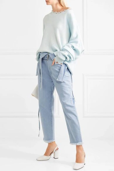 Shop Marques' Almeida Belted High-rise Jeans In Light Denim