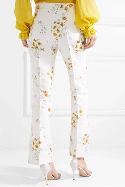 Shop Giambattista Valli Floral-jacquard Straight-leg Pants In Ivory