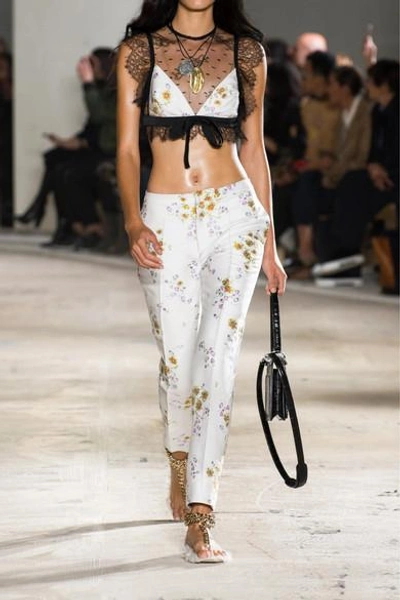 Shop Giambattista Valli Floral-jacquard Straight-leg Pants In Ivory