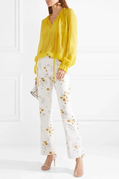 Shop Giambattista Valli Floral-jacquard Straight-leg Pants In Ivory