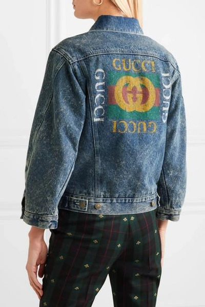Shop Gucci Oversized Embellished Appliquéd Denim Jacket