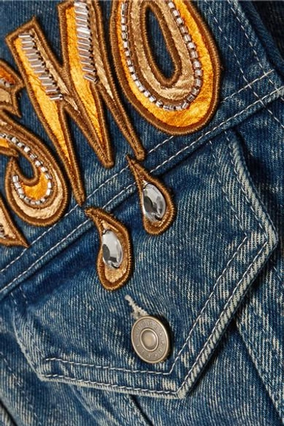 Shop Gucci Oversized Embellished Appliquéd Denim Jacket