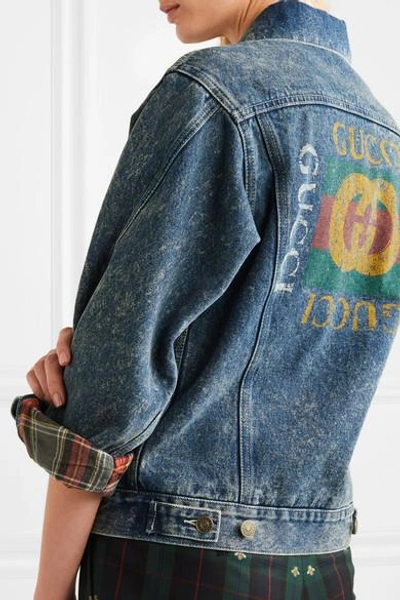 Shop Gucci Oversized Embellished Appliquéd Denim Jacket