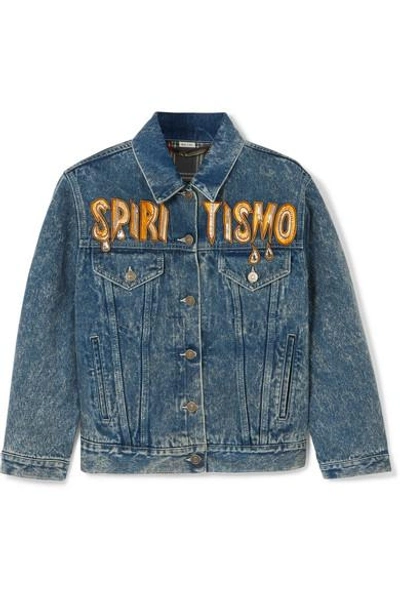 Shop Gucci Oversized Embellished Appliquéd Denim Jacket