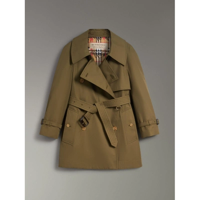 Shop Burberry Exaggerated Collar Cotton Gabardine Trench Coat In Military Olive
