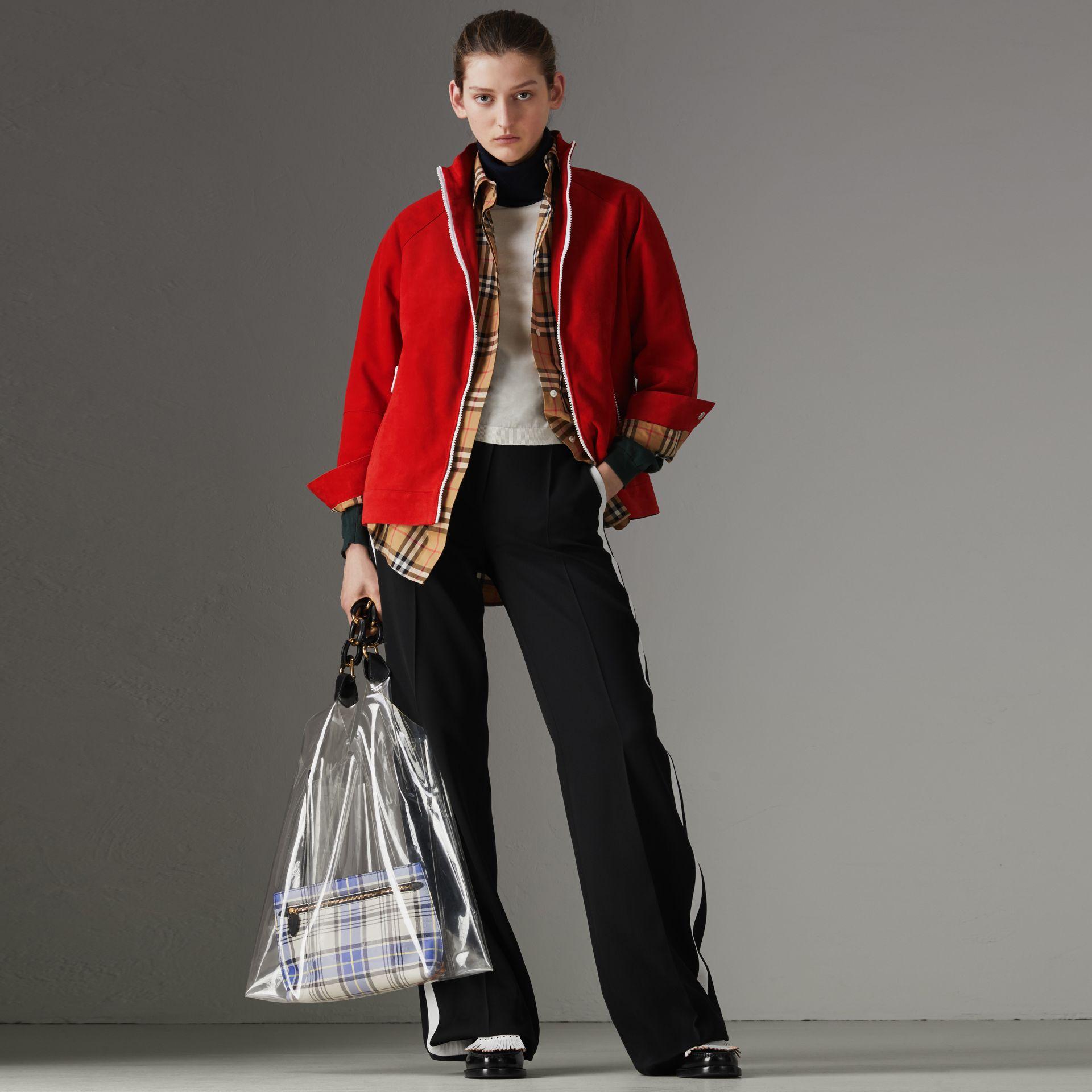 Burberry Suede Tracksuit Jacket In Bright Red | ModeSens