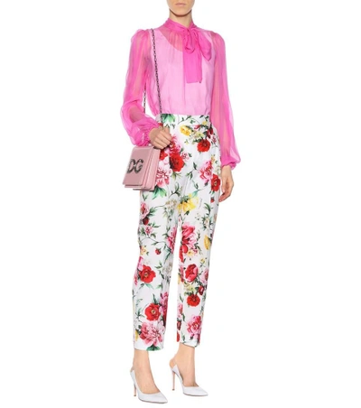 Shop Dolce & Gabbana Floral-printed Cotton Trousers In White
