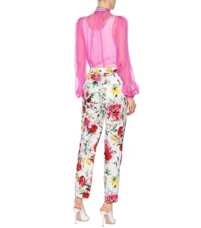 Shop Dolce & Gabbana Floral-printed Cotton Trousers In White