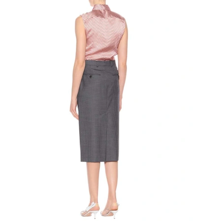 Shop Miu Miu Plaid Wool Skirt In Grey