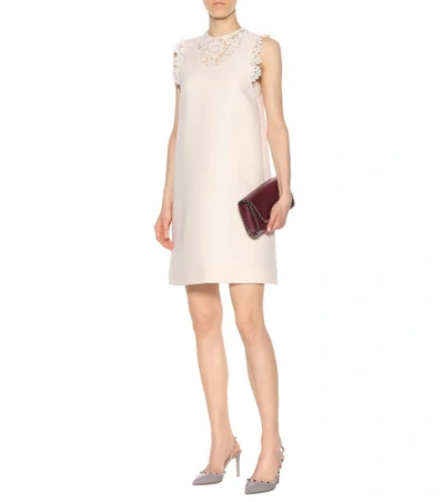 Shop Valentino Sleeveless Silk And Wool Dress In Neutrals