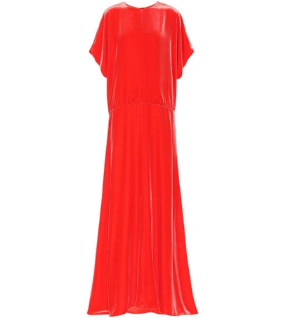 Shop Valentino Velvet Silk-blend Gown In Red