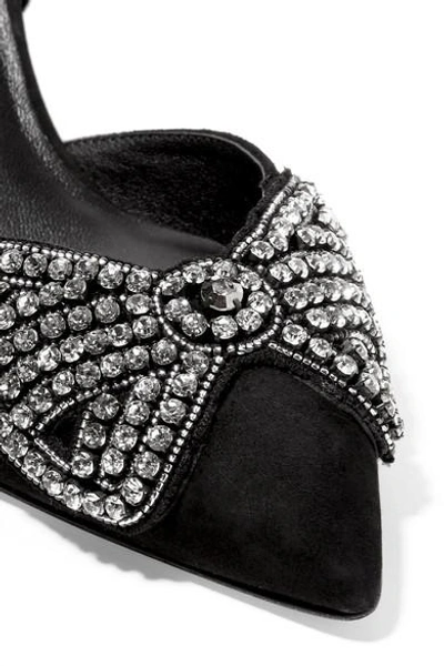 Shop Isabel Marant Pagda Crystal-embellished Suede Slingback Pumps In Black