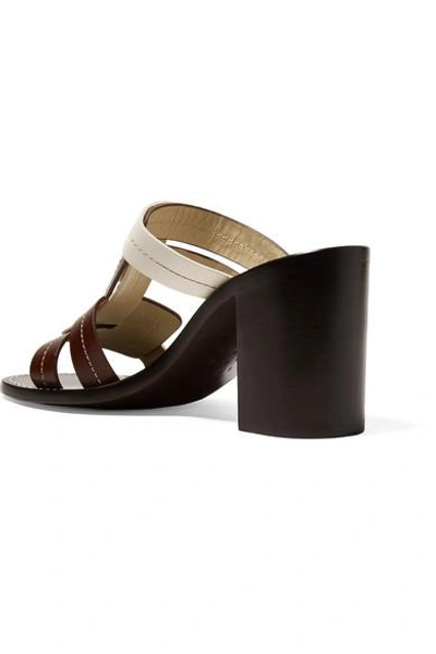 Shop Trademark Interlock Vachetta Two-tone Leather Mules In Dark Brown