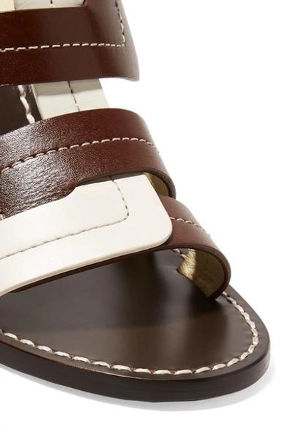 Shop Trademark Interlock Vachetta Two-tone Leather Mules In Dark Brown