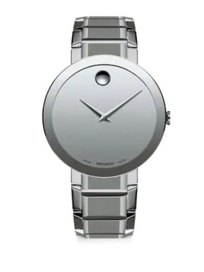 Shop Movado Sapphire Stainless Steel Bracelet Watch In Silver