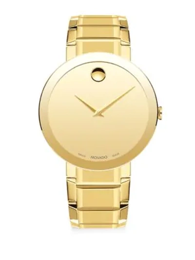 Shop Movado Sapphire Stainless Steel Bracelet Watch In Gold Toned