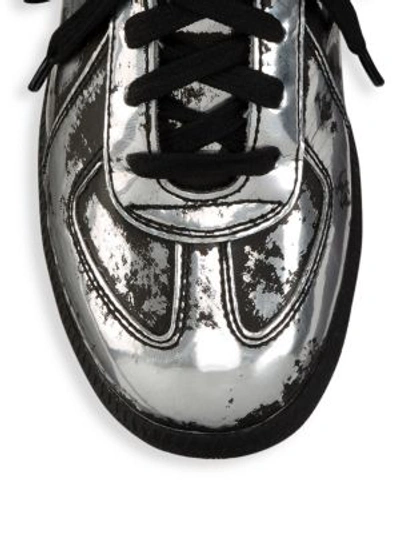 Shop Maison Margiela Metallic Leather Sneakers In Silver