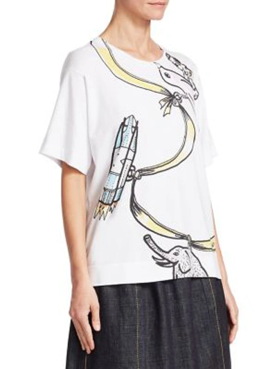 Shop Marni Charm Print T-shirt In White Blue