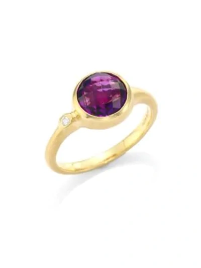 Shop Carelle Amethyst & Diamond 18k Yellow Gold Stack Ring In Yellow Gold Amethyst
