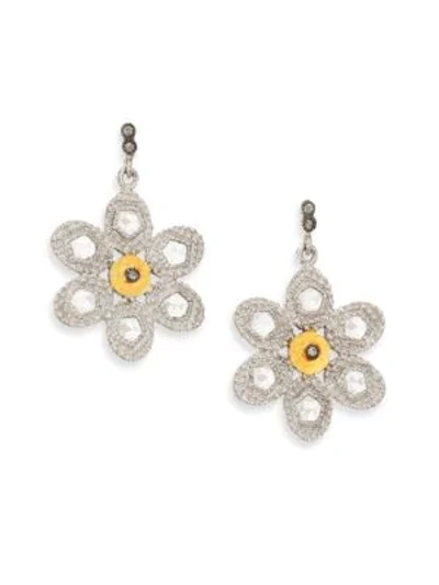 Shop Coomi Silver Opera Diamond, Crystal, 20k Yellow Gold & Sterling Silver Flower Drop Earrings In Silver Gold
