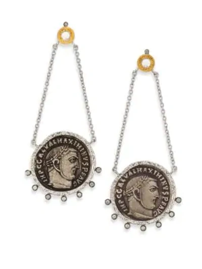 Shop Coomi Silver Coin Diamond, Crystal, 20k Yellow Gold & Sterling Silver Drop Earrings In Silver Gold