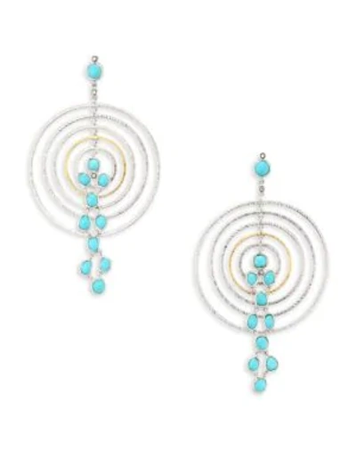 Shop Coomi Silver Spring Turquoise, Diamond & Sterling Silver Drop Earrings In Turquoise Multi