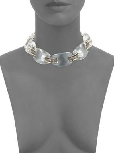 Shop Alexis Bittar Lucite And Metal Soft Link Necklace In Clear Yellow Gold