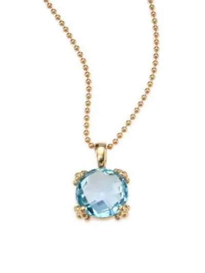 Shop Anzie Dew Drop Sky Blue Topaz & 14k Yellow Gold Pendant Necklace In Gold Blue Topaz