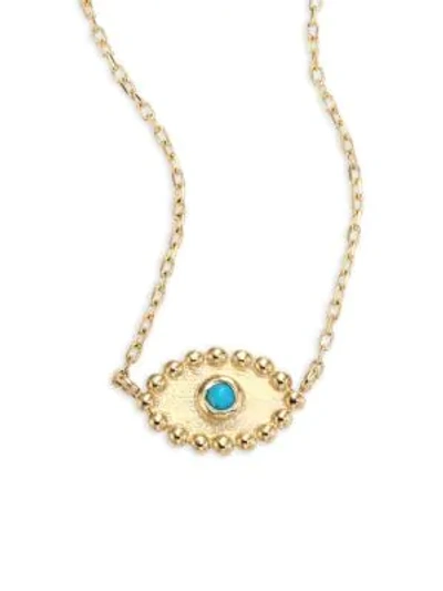 Shop Anzie Dew Drop Turquoise Evil Eye Pendant Necklace In Gold Turquoise