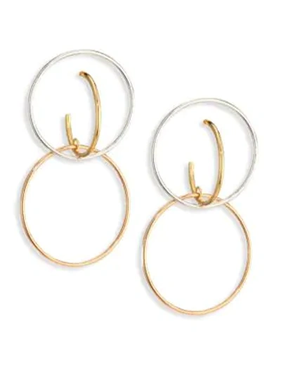 Shop Charlotte Chesnais Galilea Medium Tri-tone Drop Earrings In Silver Gold