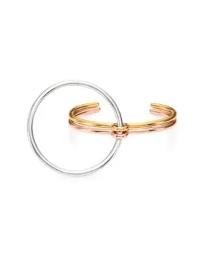 Shop Charlotte Chesnais Three Lovers Tri-tone Bracelet In Gold Silver