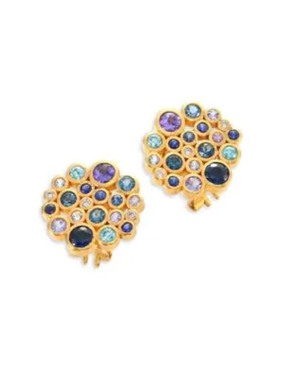 Shop Gurhan Pointelle Diamond, Multi-stone & 24k Yellow Gold Stud Earrings In Gold Multi