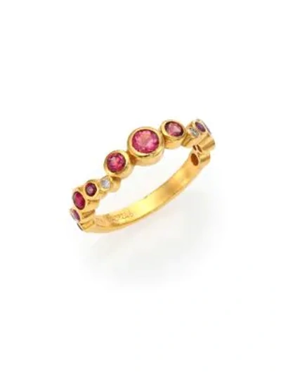 Shop Gurhan Pointelle Diamond, Multi-stone & 24k Yellow Gold Ring In Gold Pink