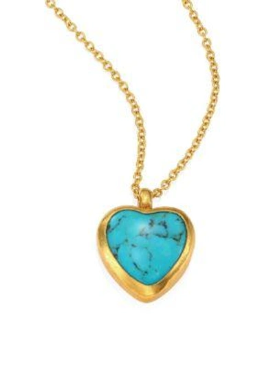 Shop Gurhan Amulet Hue Turquoise Heart & 18-24k Yellow Gold Pendant Necklace In Gold Turquoise