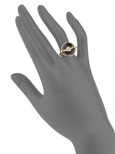 Shop Plevé Women's Opus Black Diamond & 18k Yellow Gold Round Ring In Gold Black