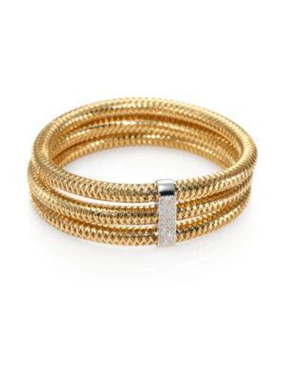 Shop Roberto Coin Primavera Diamond & 18k Yellow Gold Multi-row Woven Bracelet In Yellow White Gold