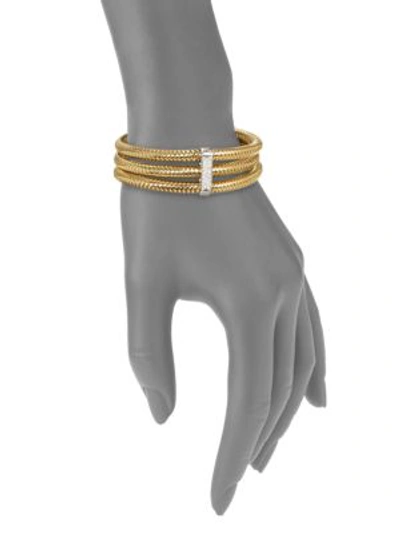 Shop Roberto Coin Primavera Diamond & 18k Yellow Gold Multi-row Woven Bracelet In Yellow White Gold